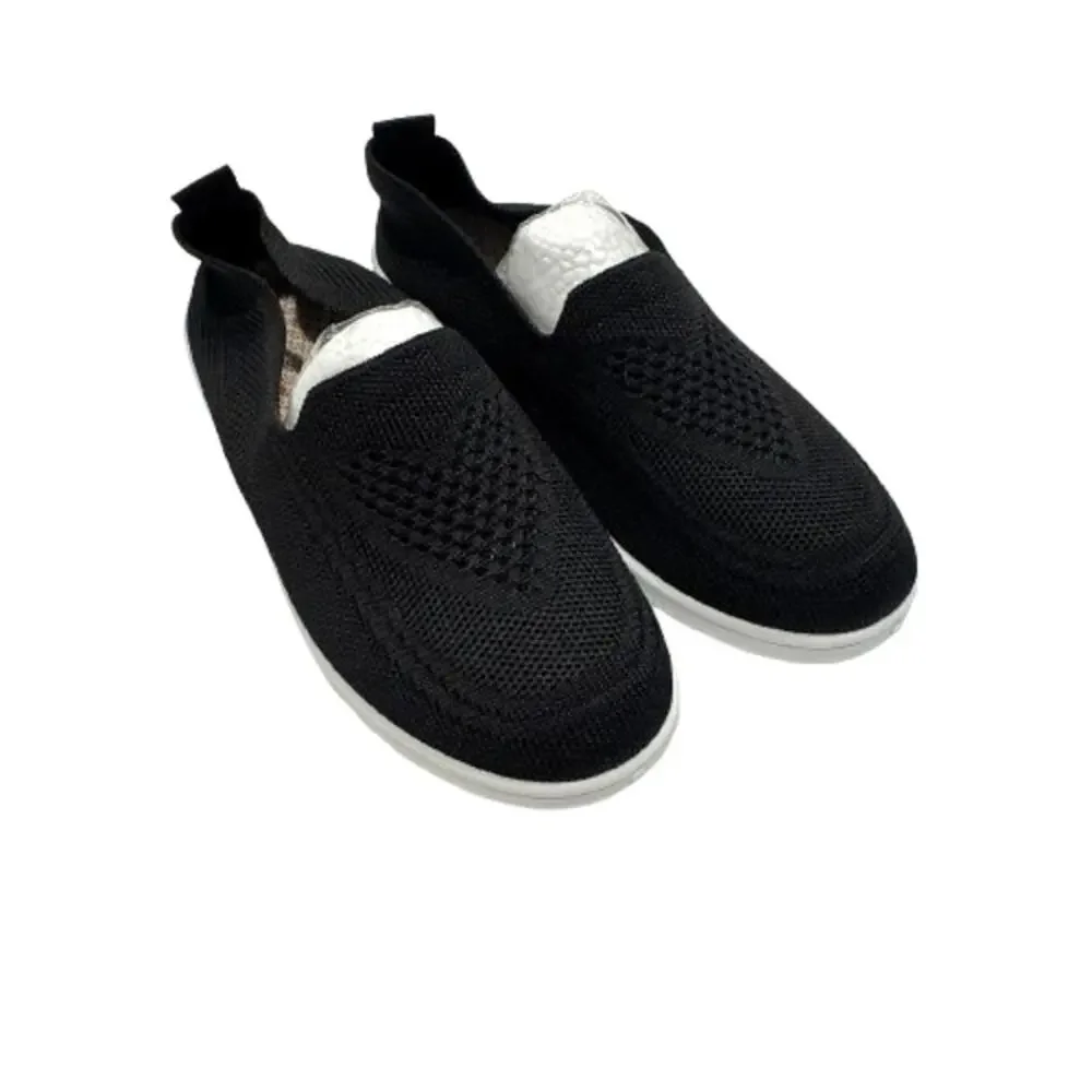 Women's Breathable Mesh Knitted Slip-On Walking Casual Sneaker Shoes 36 Black‎